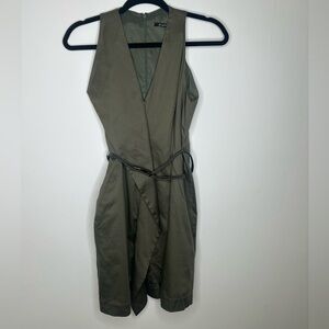 Black Halo Green Belted Sheath Dress